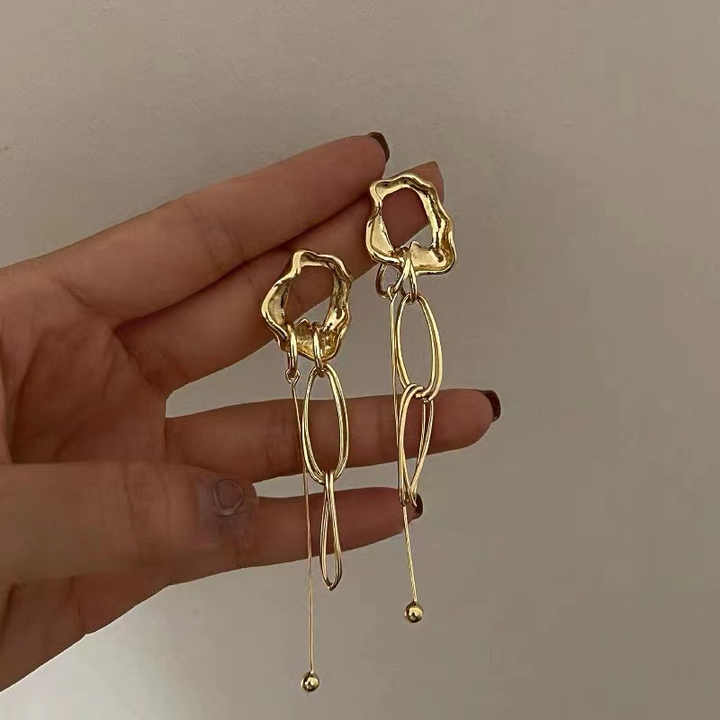 Golden Thread Drop Earrings