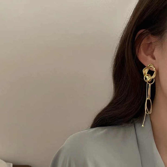 Golden Thread Drop Earrings