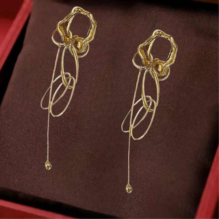 Golden Thread Drop Earrings