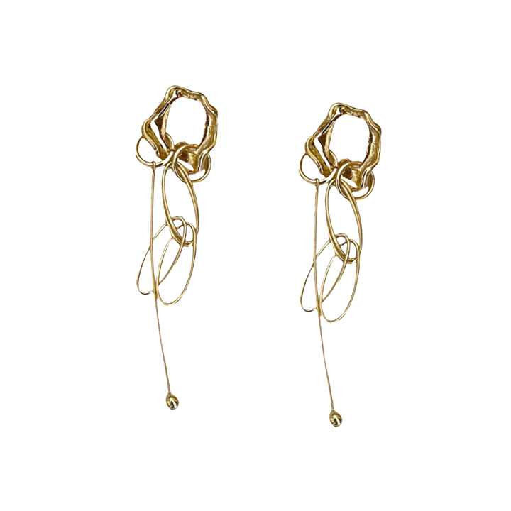 Golden Thread Drop Earrings